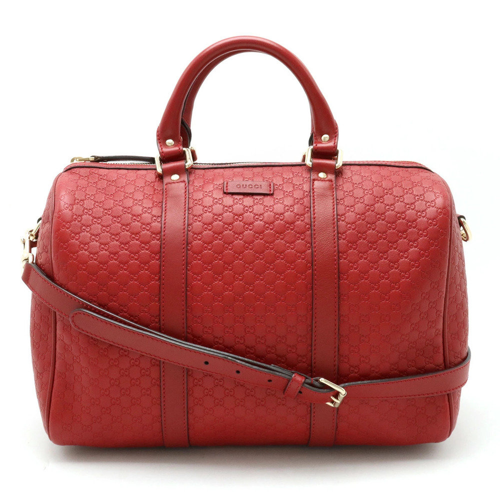 Gucci Microguccissima Handbag Boston Bag Shoulder Leather Red